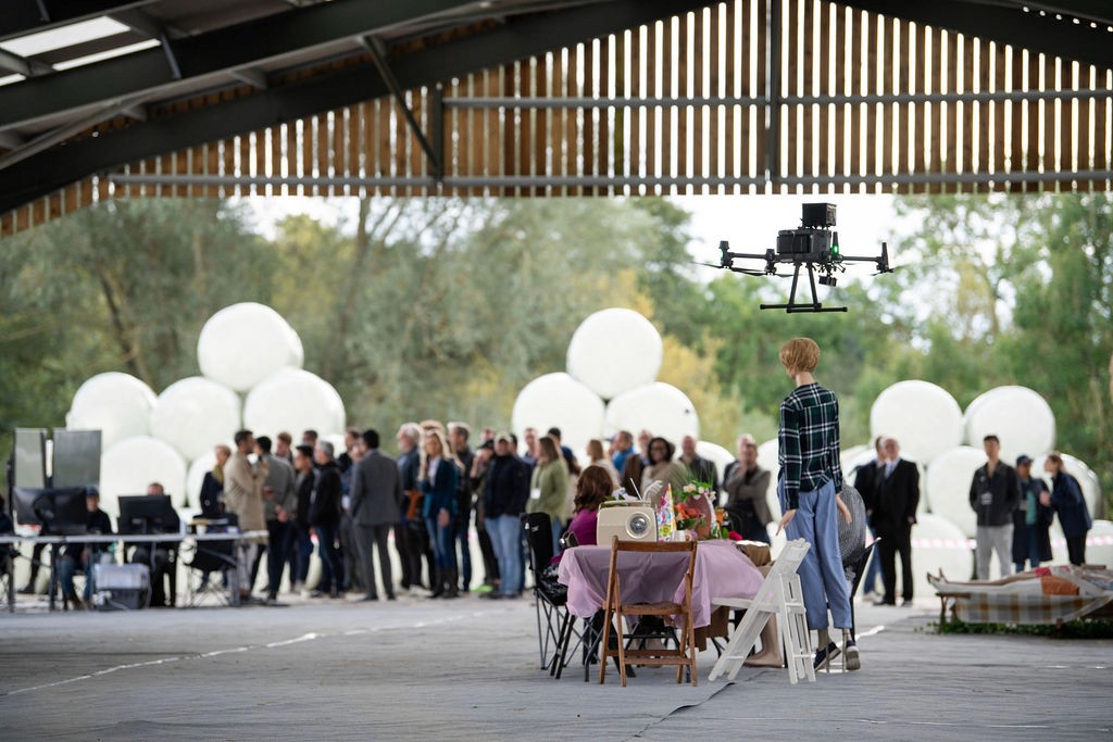 Engineers prepping drones before launch