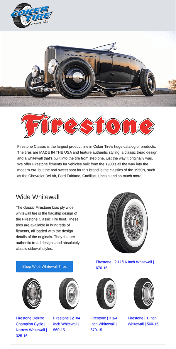 Coker TIre Firestone Email Campaign
