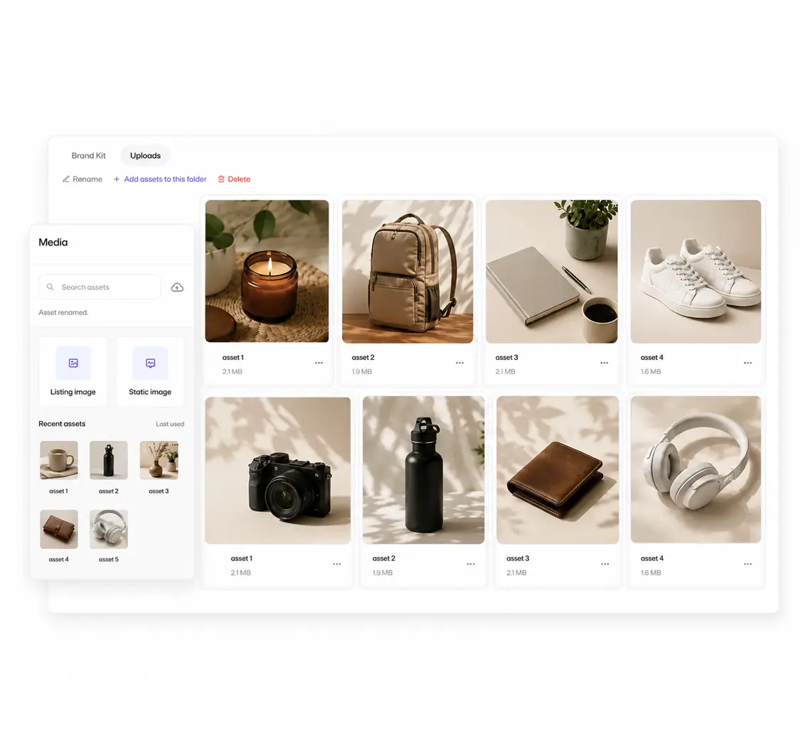 manage assets | flow by pansyer (DPA personalized catalog ads)