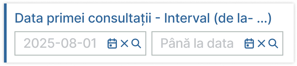 Filtru pentru intervalul primei consultații a pacienților.
