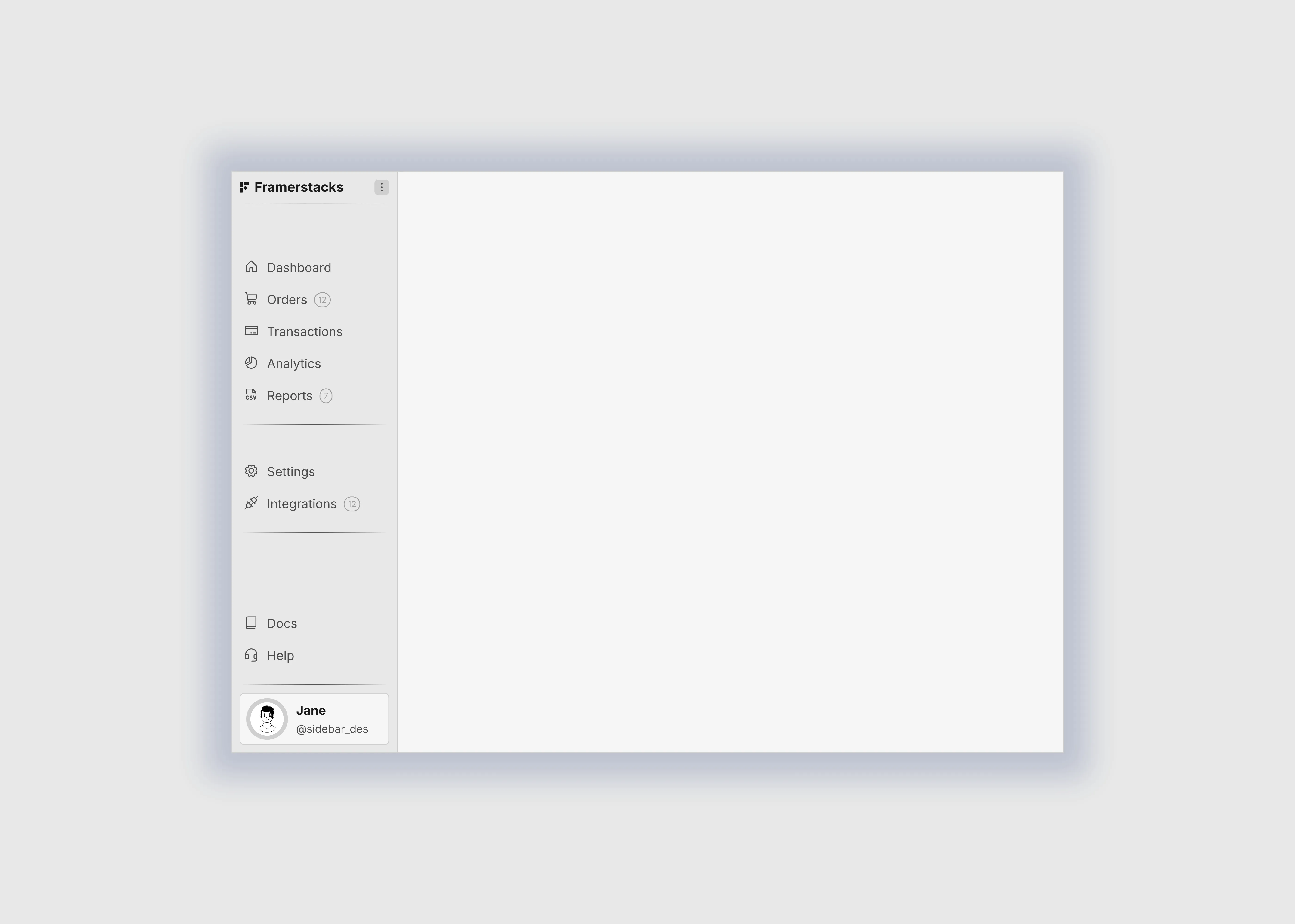 A light themed sidebar ui for desktop and mobile devices.