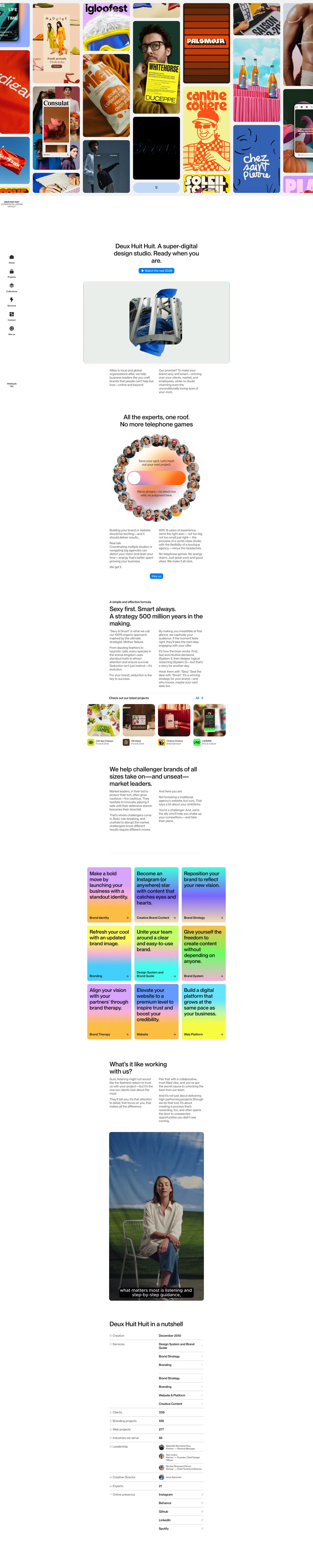 Deux Huit Huit portfolio page screenshot showcasing Advertising and Design design