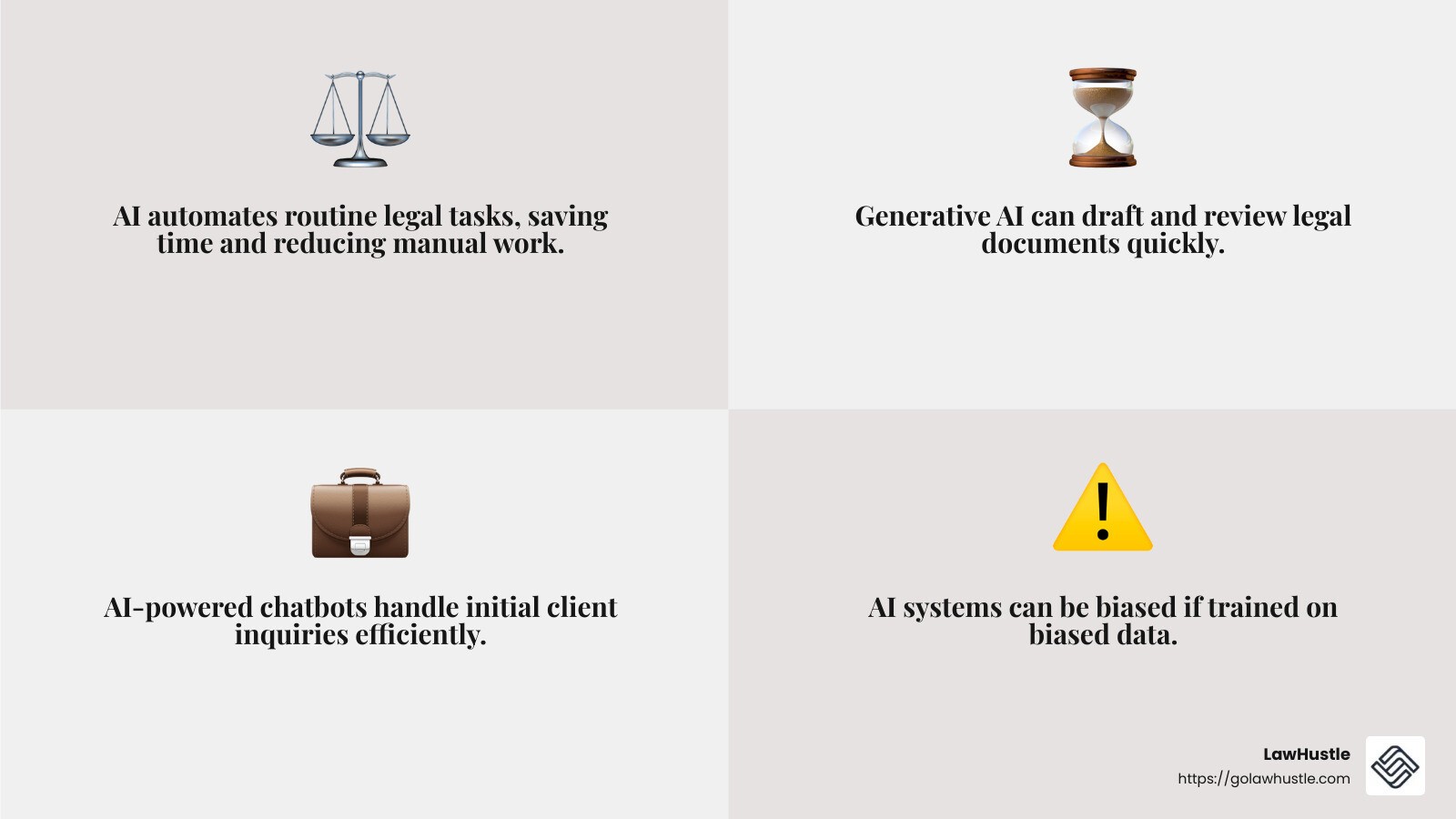Ethical implications of AI in law - ai for lawyers infographic 4<em>facts</em>emoji_grey