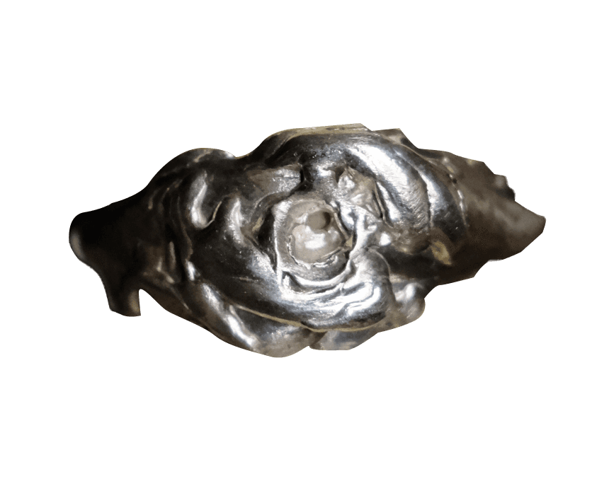 Sculpted silver ring with rough, uneven surface