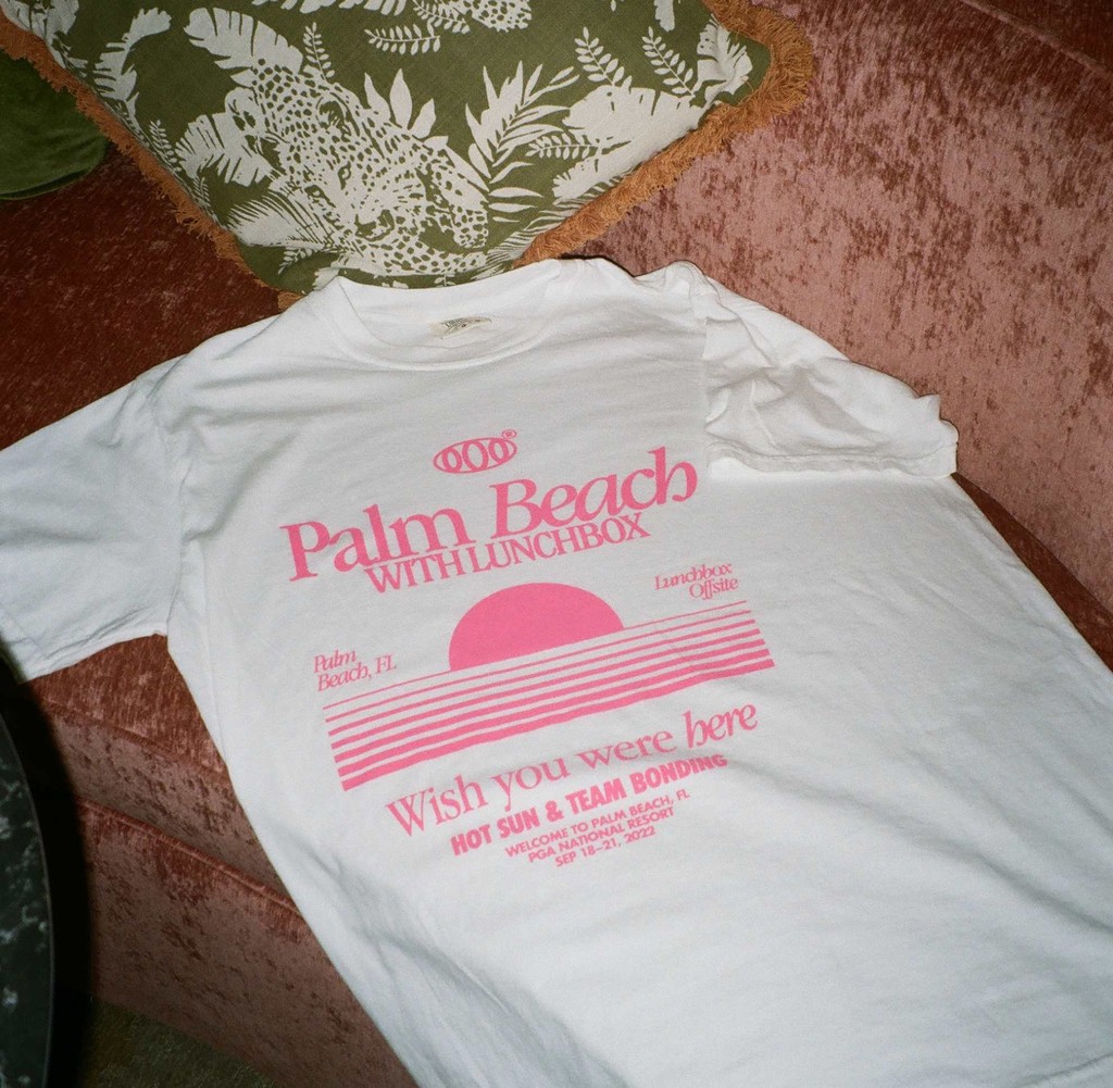 Shirt thrown over a vintage hotel sofa