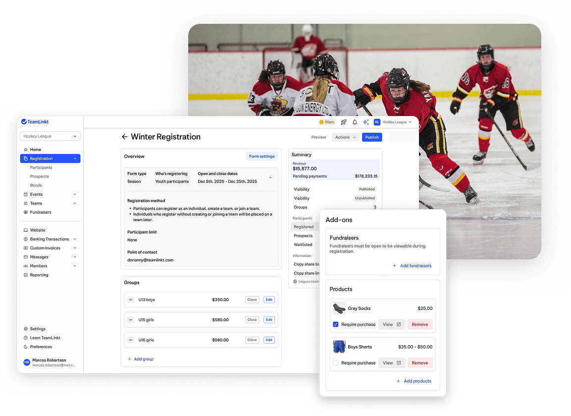 TeamLinkt's Hockey Registration Forms & Software Tool