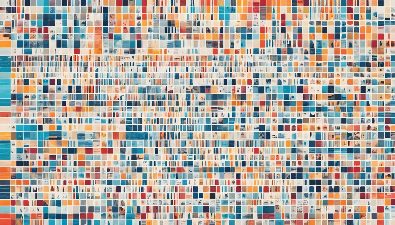 A collage of colorful graphs and charts, each representing a different metric tracked by Instagram analytics tools. The graphs are arranged in a grid pattern, with some overlapping or intersecting. Some of the graphs show steady growth over time, while others have sudden dips or spikes. The overall image should convey the complexity and diversity of data available through these tools.