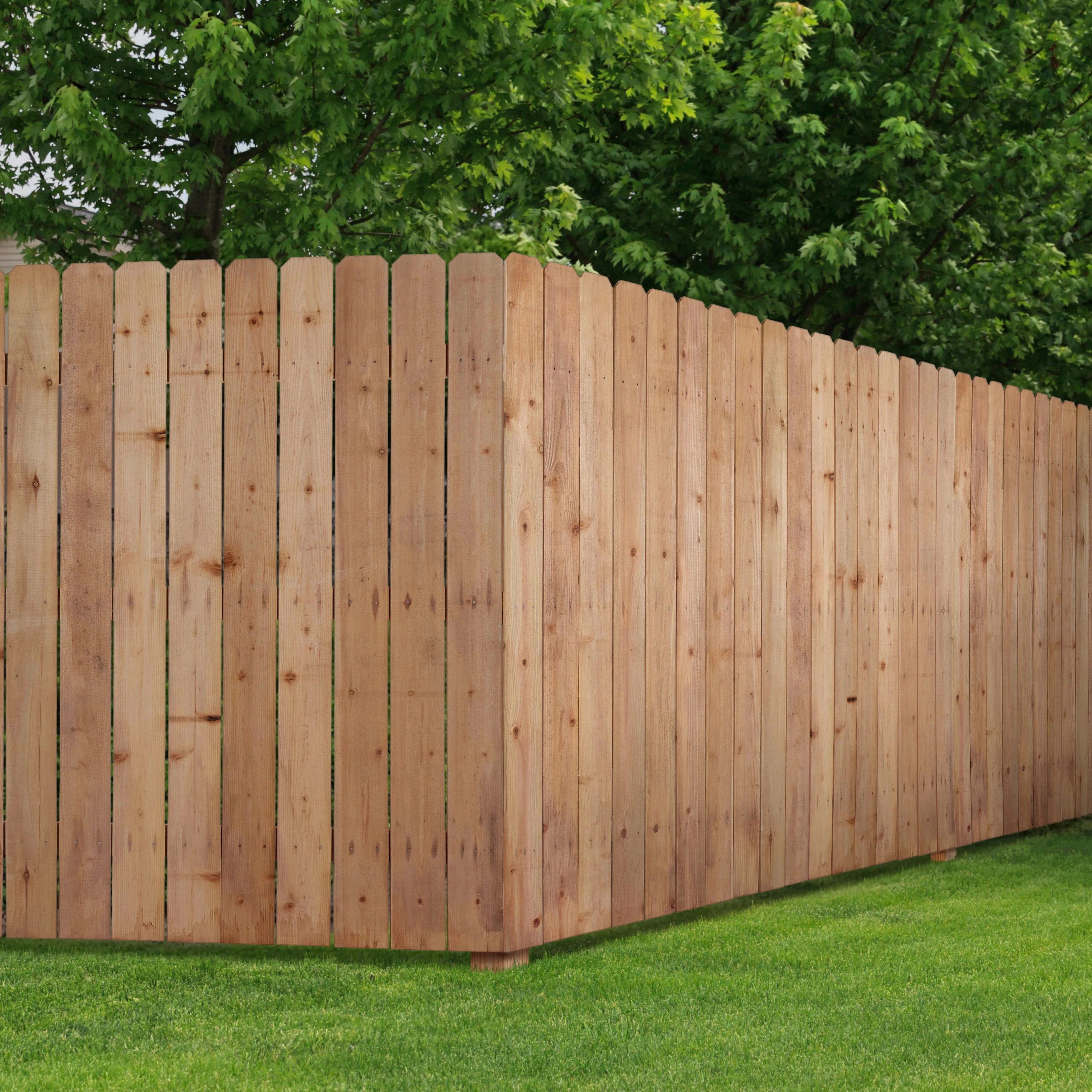 Pressure-treated timber posts with black metal brackets.