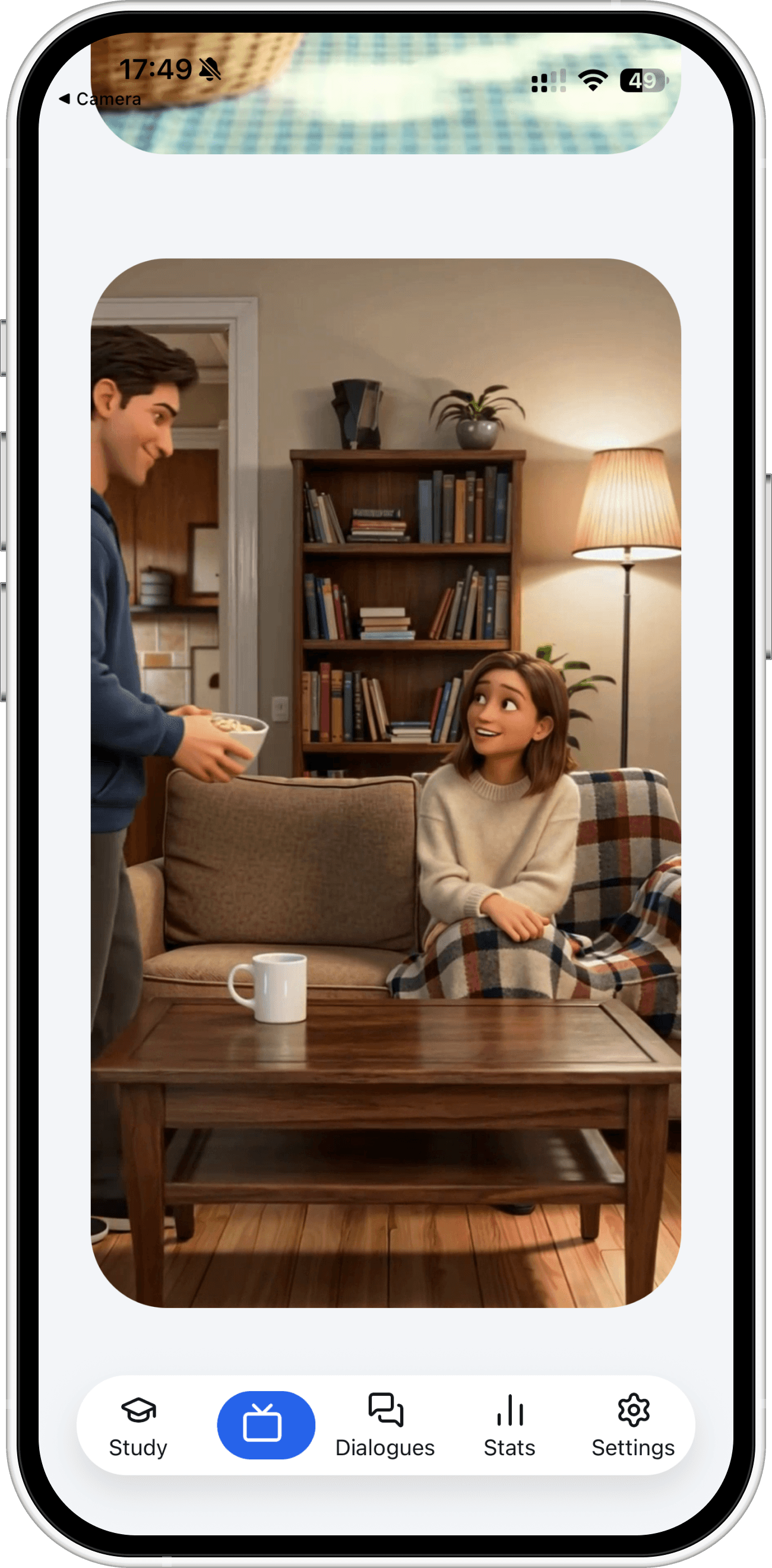 Gold iPhone showing a habit tracker performance screen with journaling and meditation stats, including completion counts and 30-minute durations, on a clean white background.