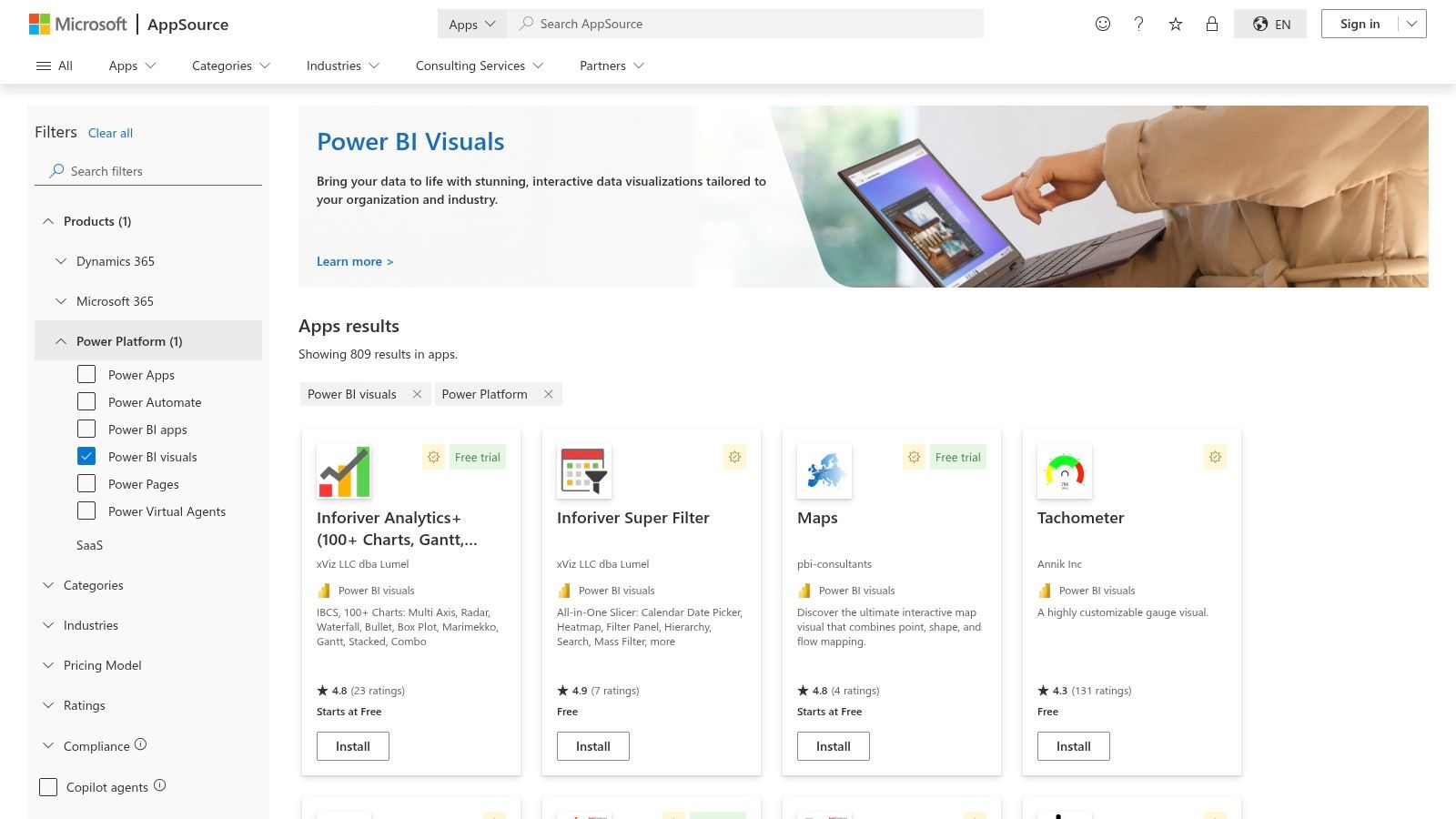 Microsoft AppSource – Power BI Visuals Marketplace