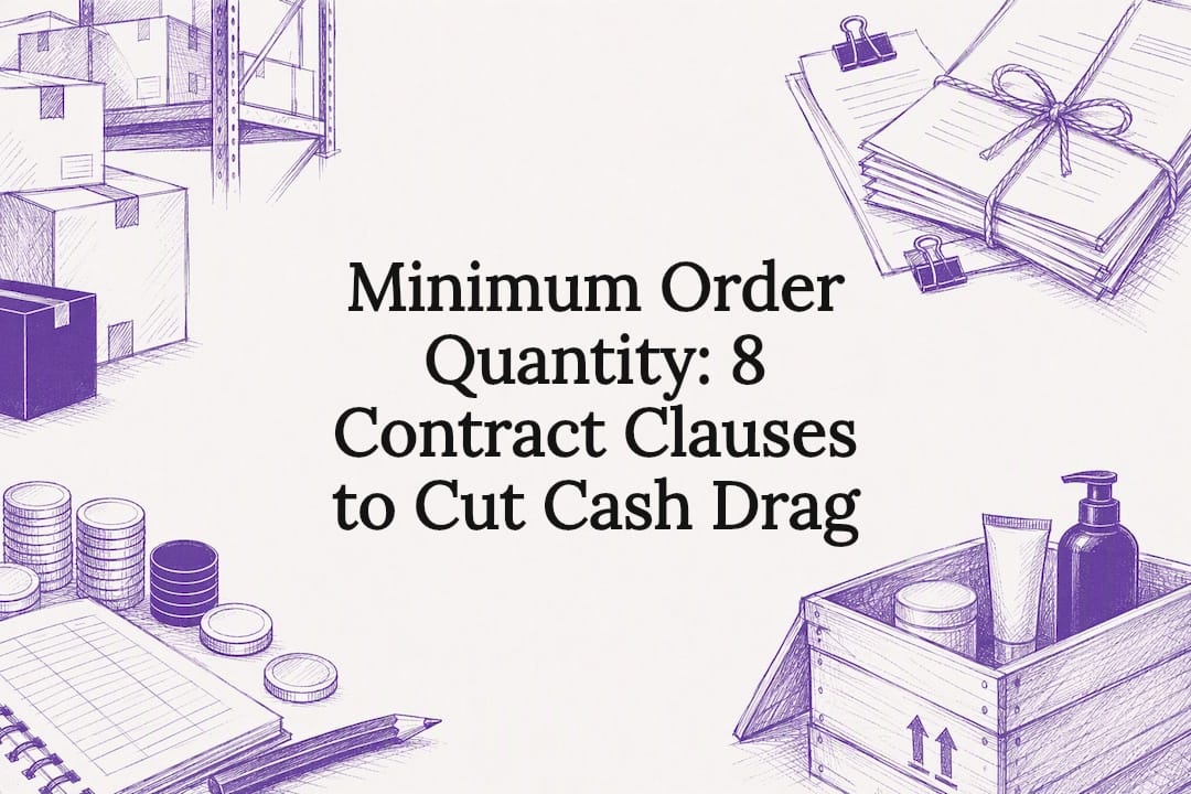 Decorative MOQ contract and cash flow illustration