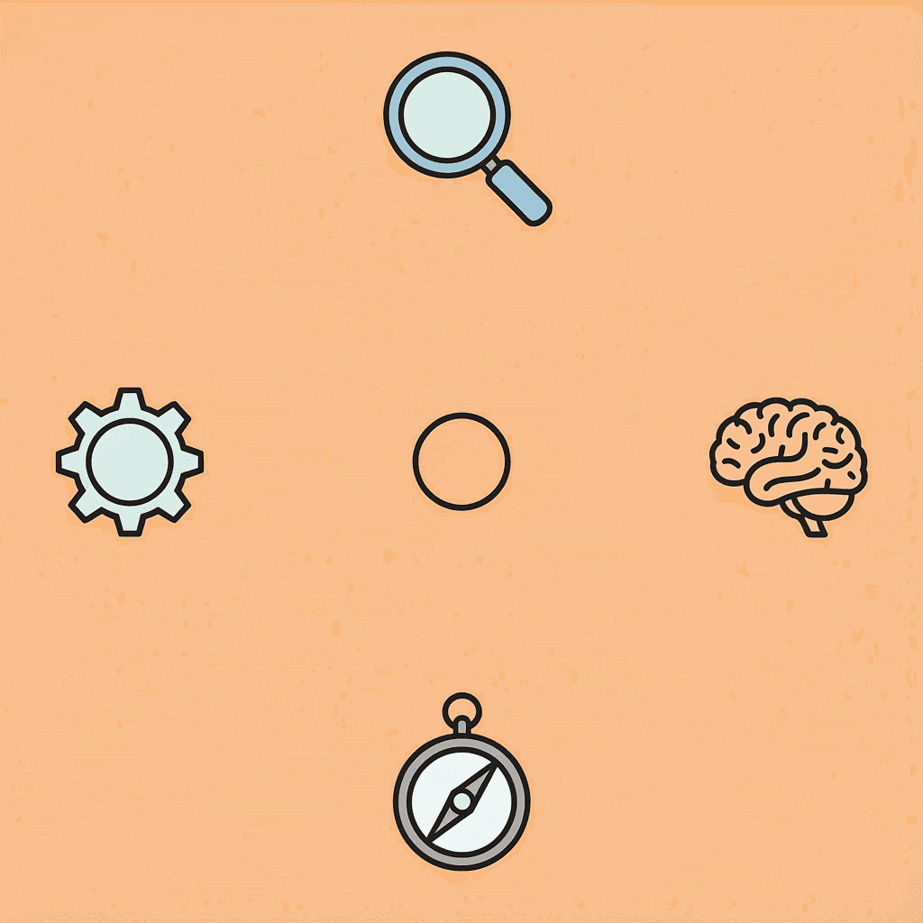 Compass showing four SEO specialization areas: local visibility, content systems, traditional SEO, and AI optimization