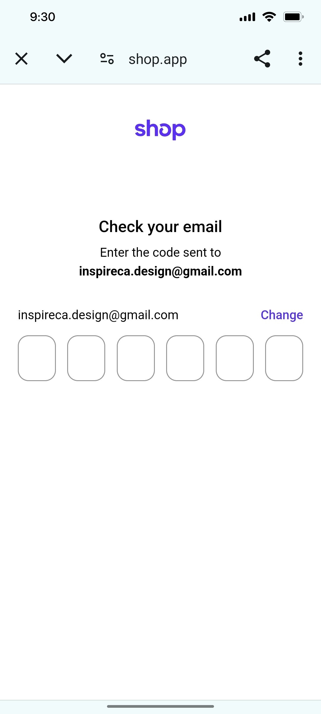 Shop App Check yur email Screen