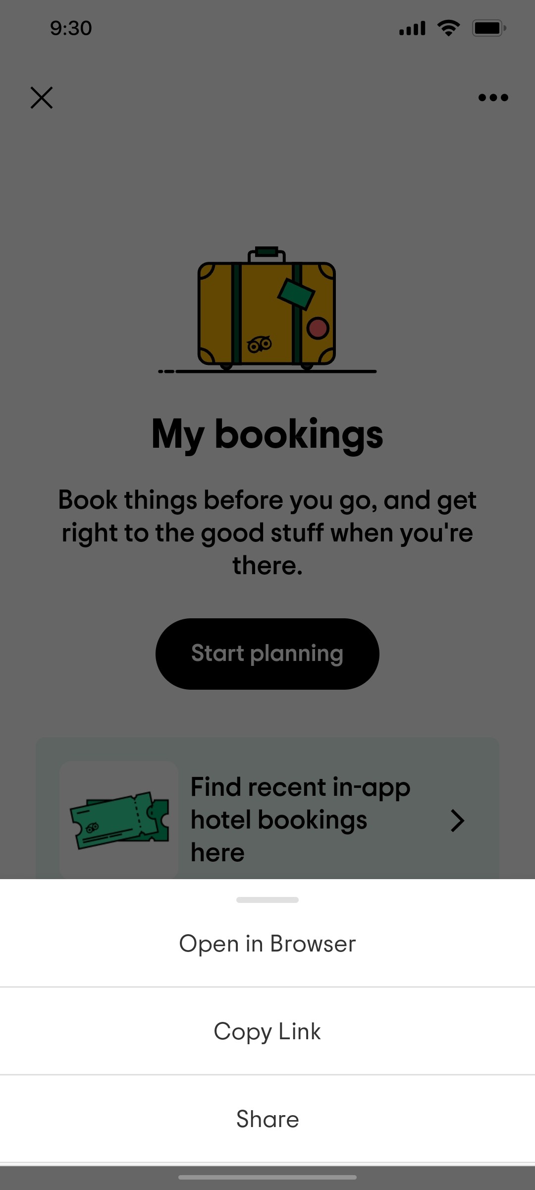 Tripadvisor Start Planing Page Screen