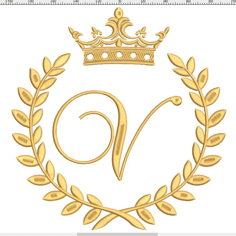 coronita, litera si frunze aurii