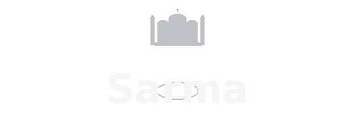 Logo image featuring the word "Sarma" in bold white letters below a stylized gray emblem of a dome with two pillars, set against a plain background.