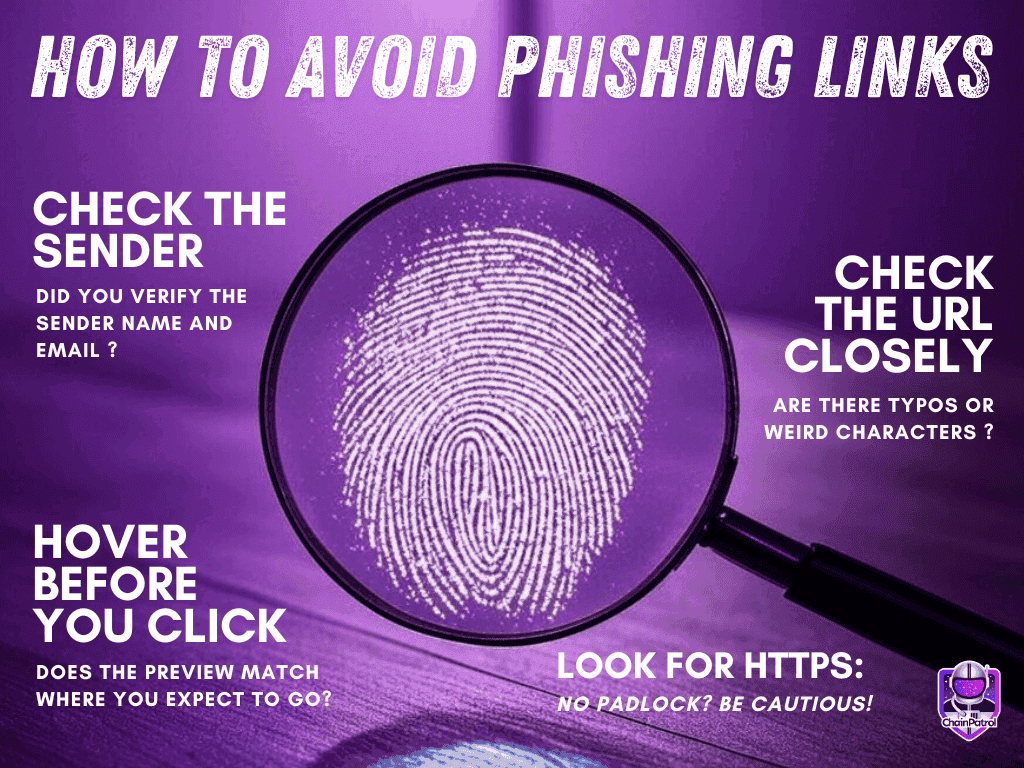 a purple-themed infographic that shares tips on how to avoid getting phished in Web3