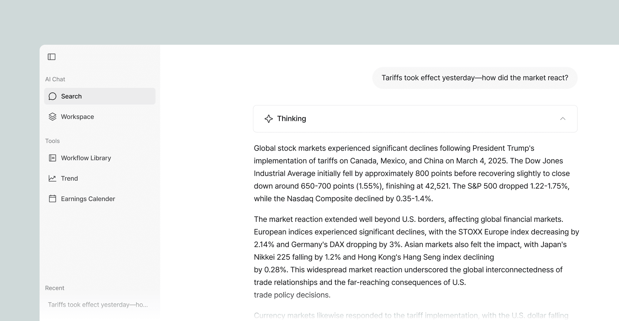 AI-powered financial assistant interface streamlining equity research for investors and hedge funds