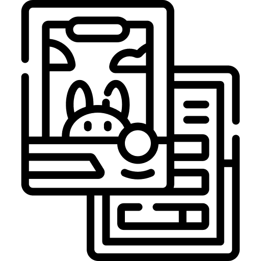 Character trading card outline with an image of a cartoon bunny