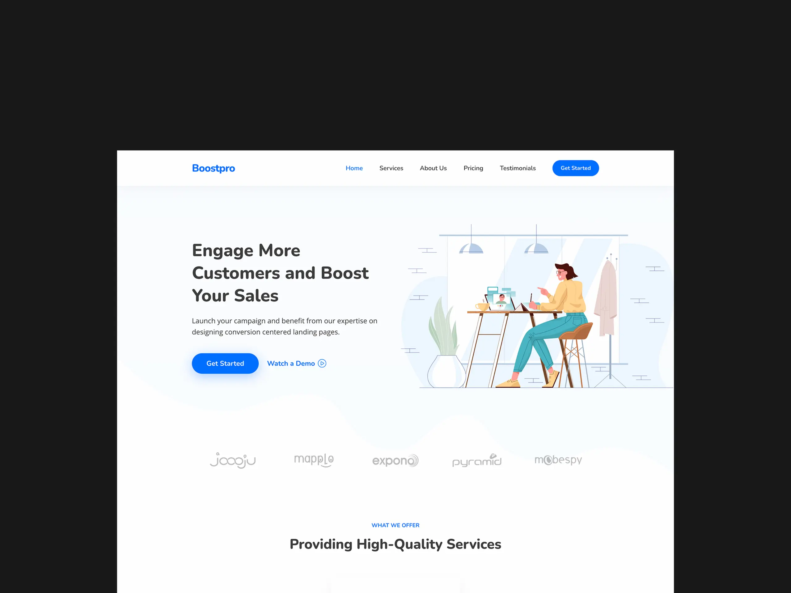 A screenshot of the website's header