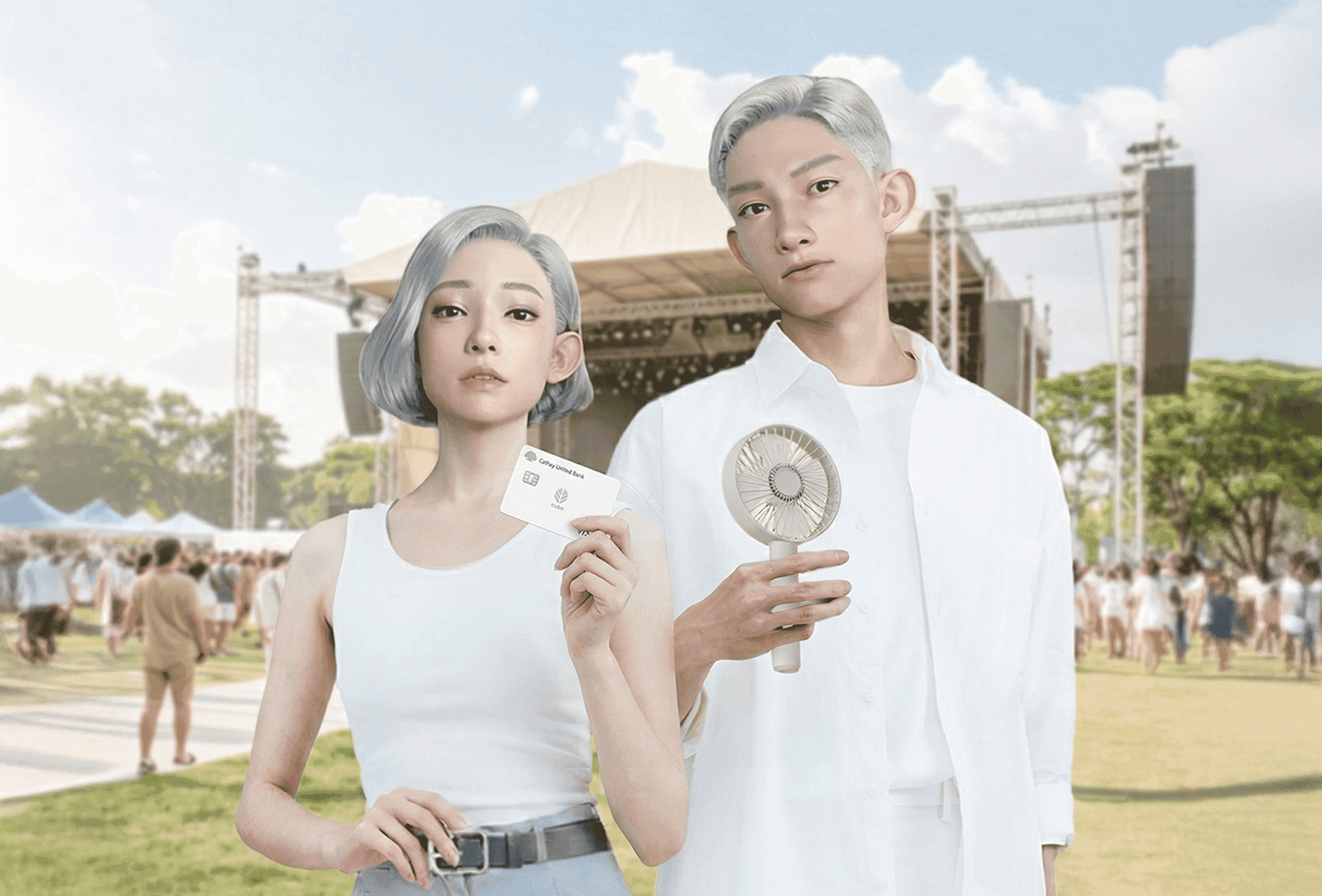 Man wearing sunglasses with water falling on him