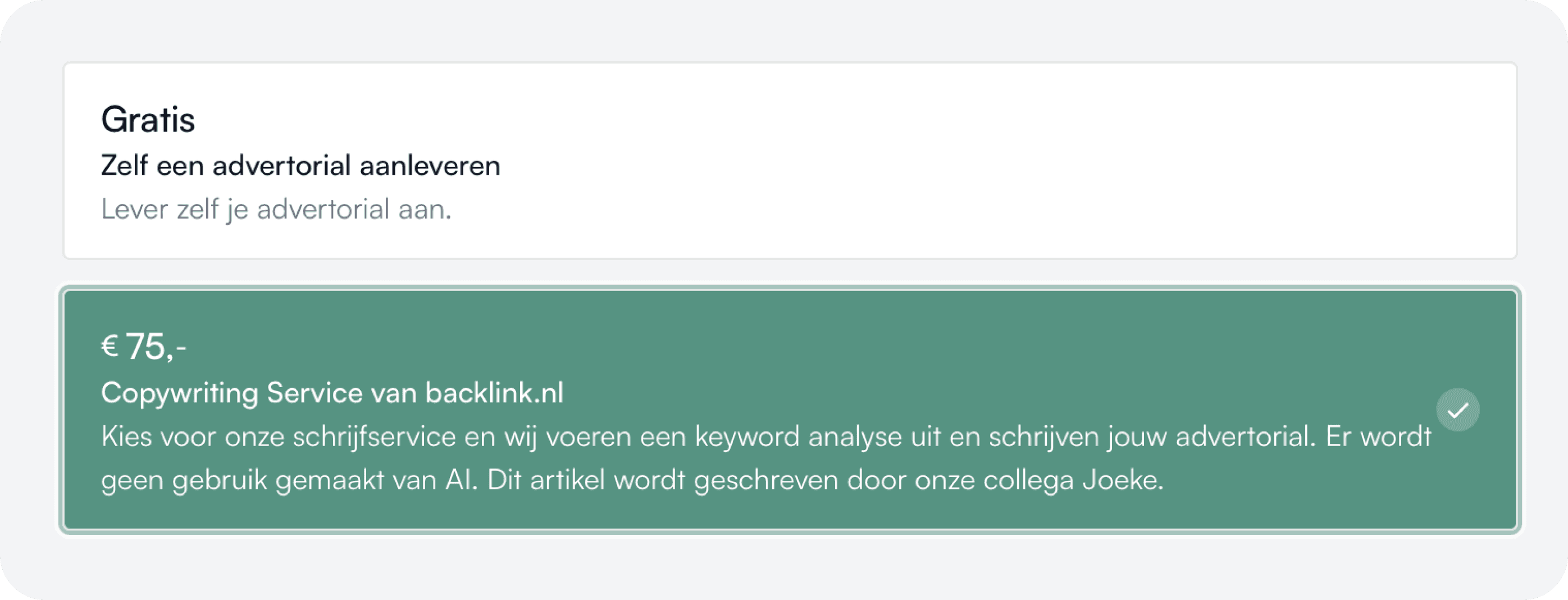 Foto van de optie die je moet kiezen bij het bestellen van een brand mention
