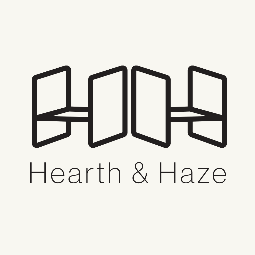 Animated GIF of Hearth & Haze logo development 