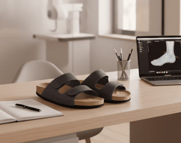 Aerial view of a winding road cutting through rocky terrain with patches of grass.