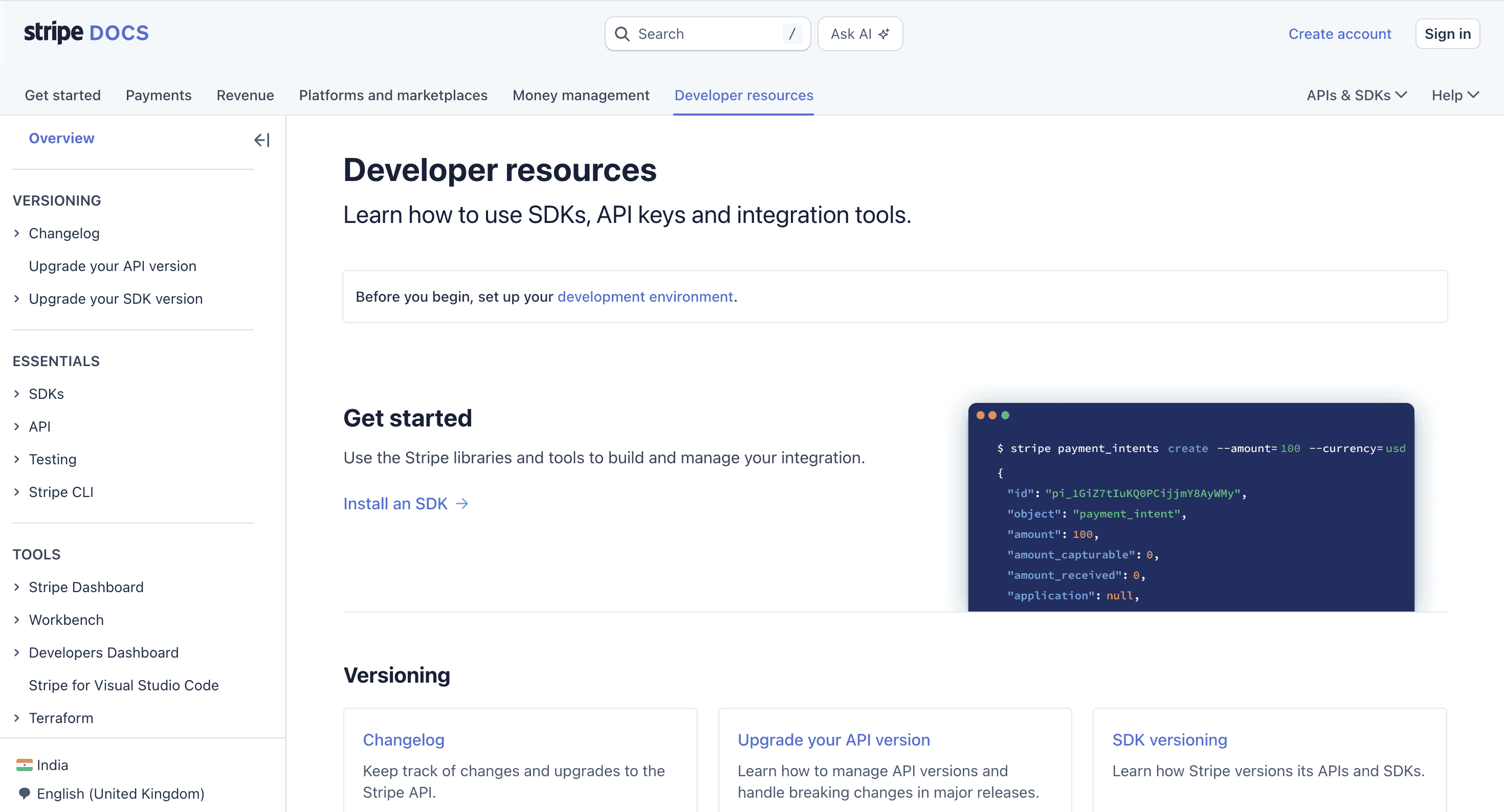 Stripe developer resource