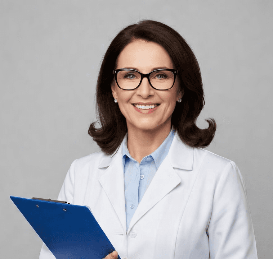 Female doctor's in long black hairs 