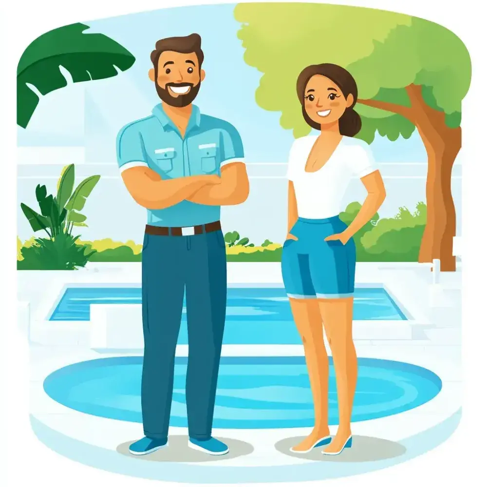 happy homeowners in their backyard