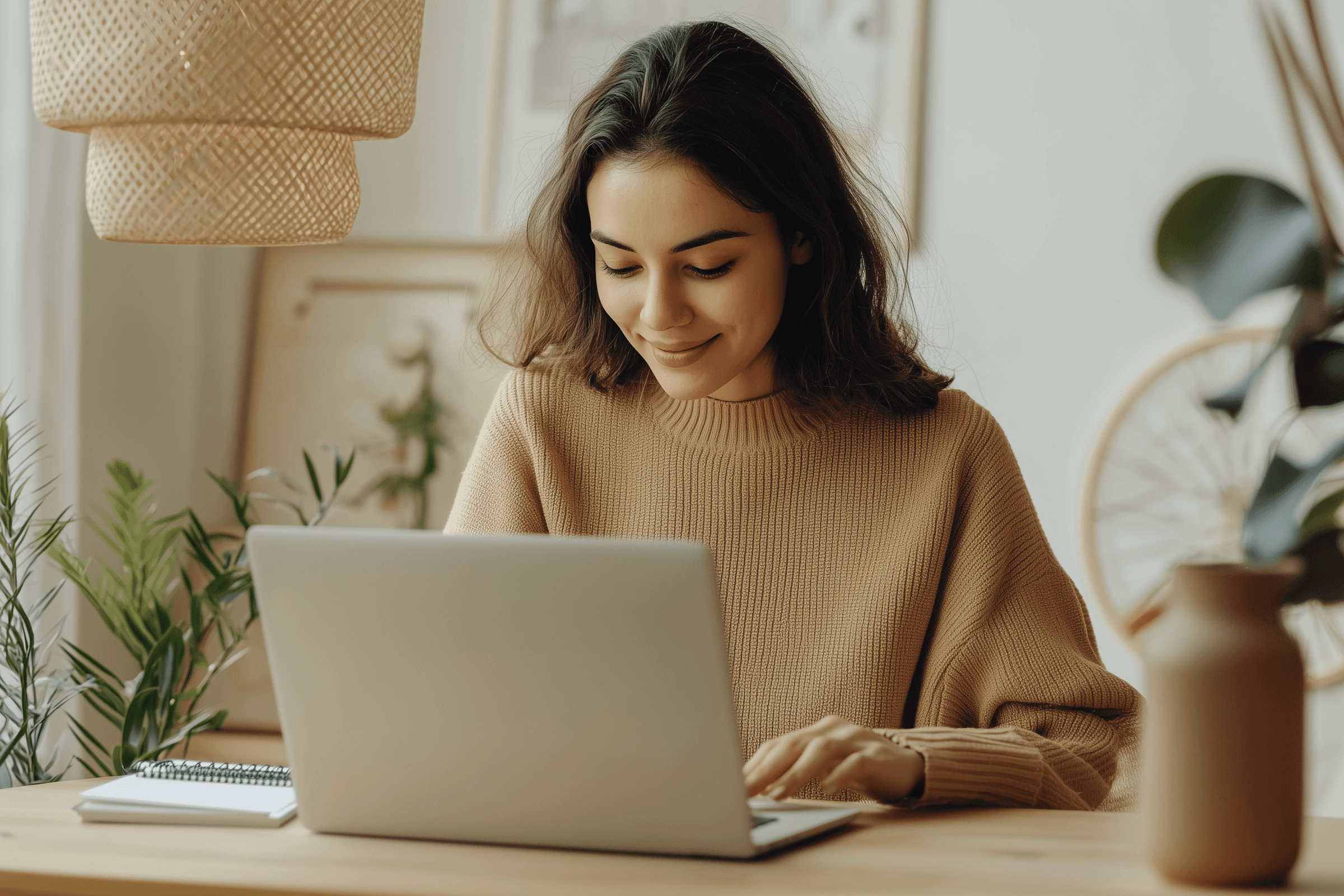 Woman working on laptop