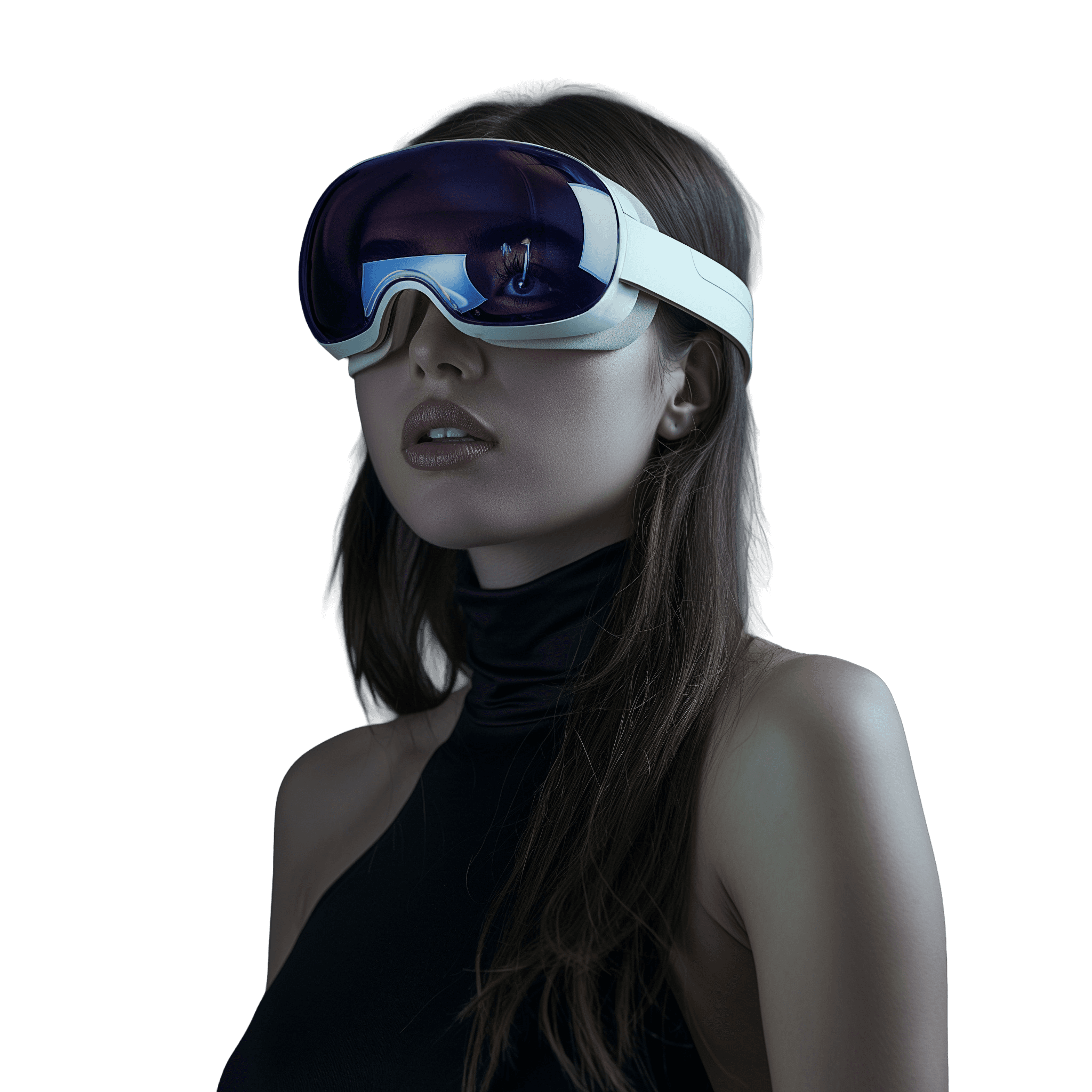woman wearing VR goggles