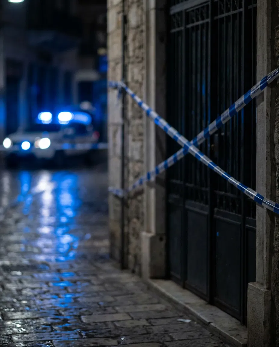 Symbolic scene of a serious crime investigation in Greece