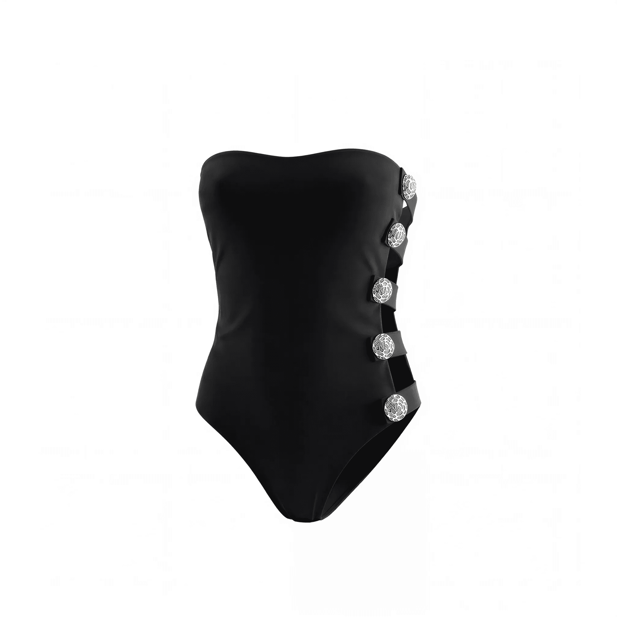 Silver with Black Swimsuit Gina