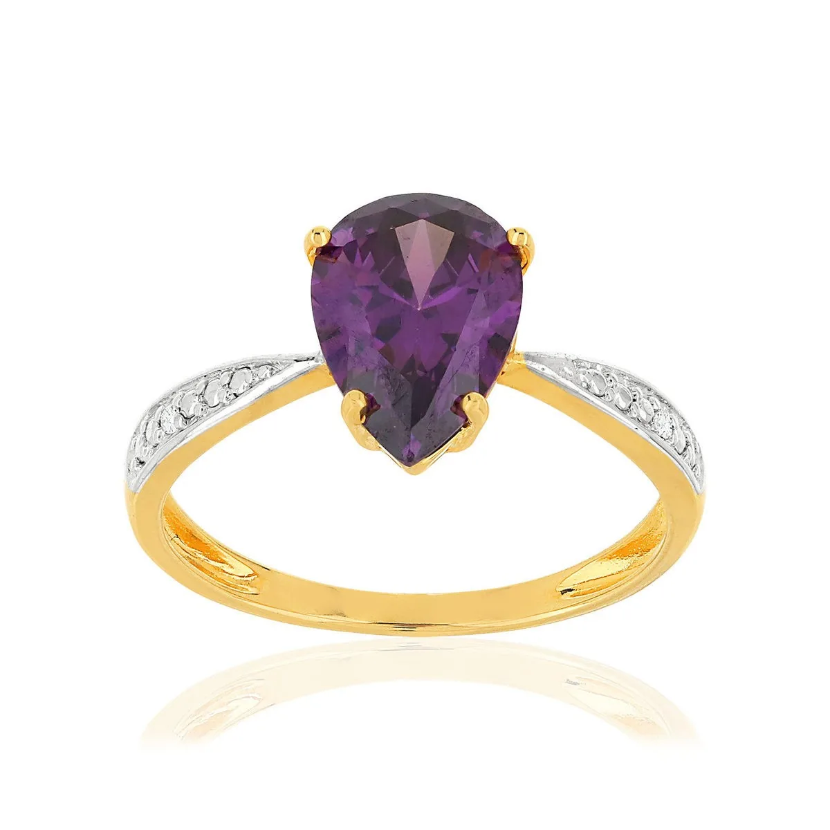 Bague en deux ors 375 sertie de diamants et améthystes