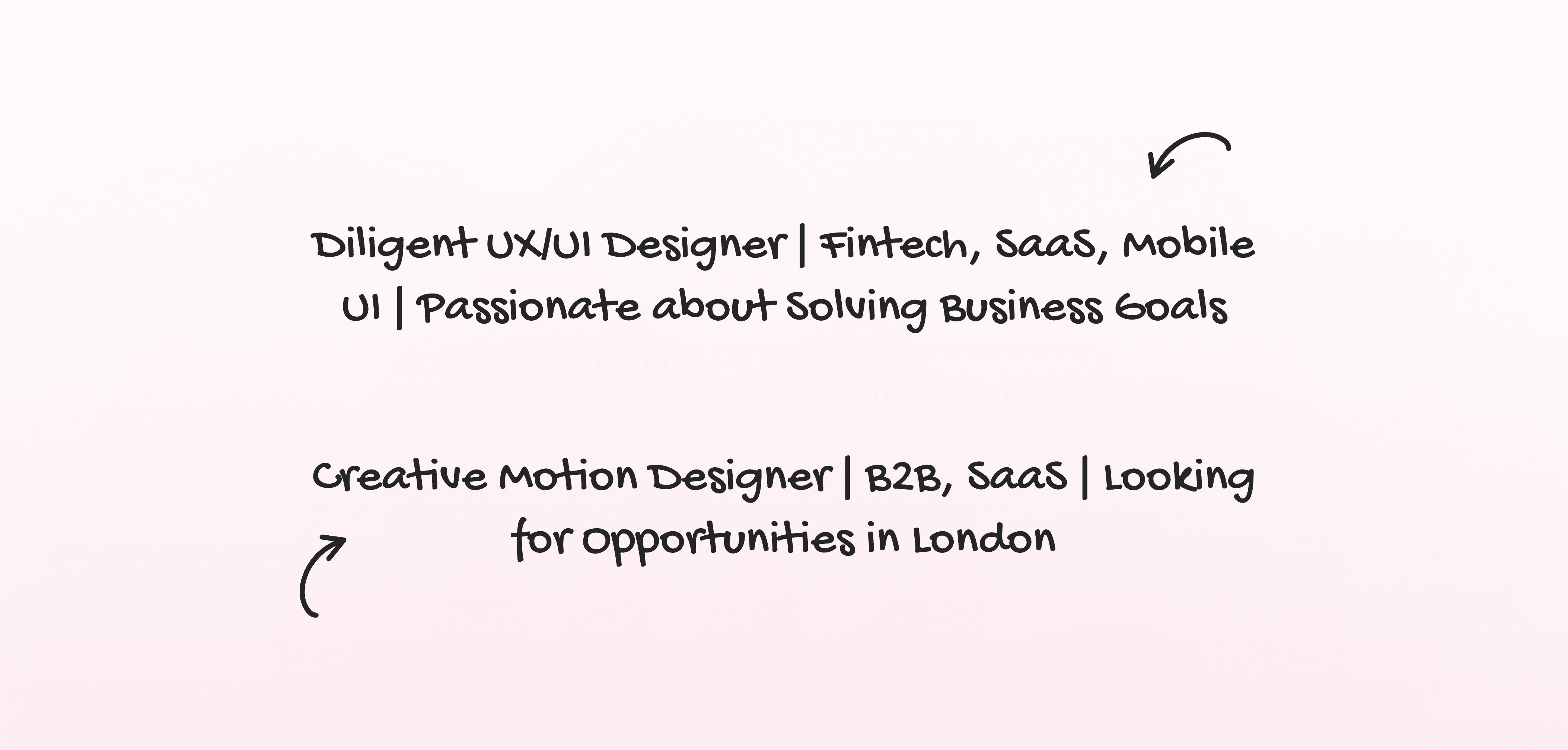 Two examples of professional profile headlines for a UX/UI designer and a motion designer.