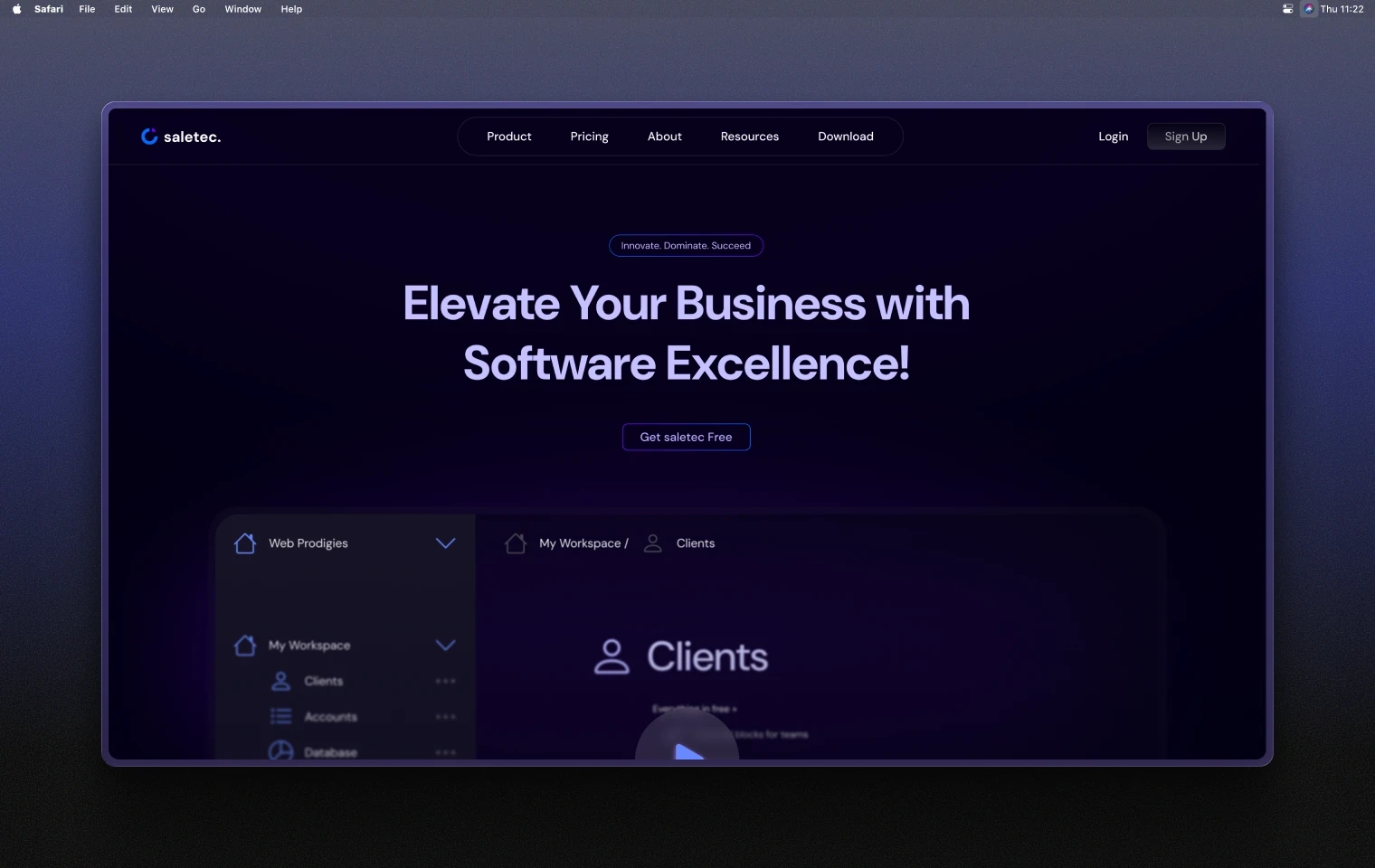 UI Mockup of a Saas concept