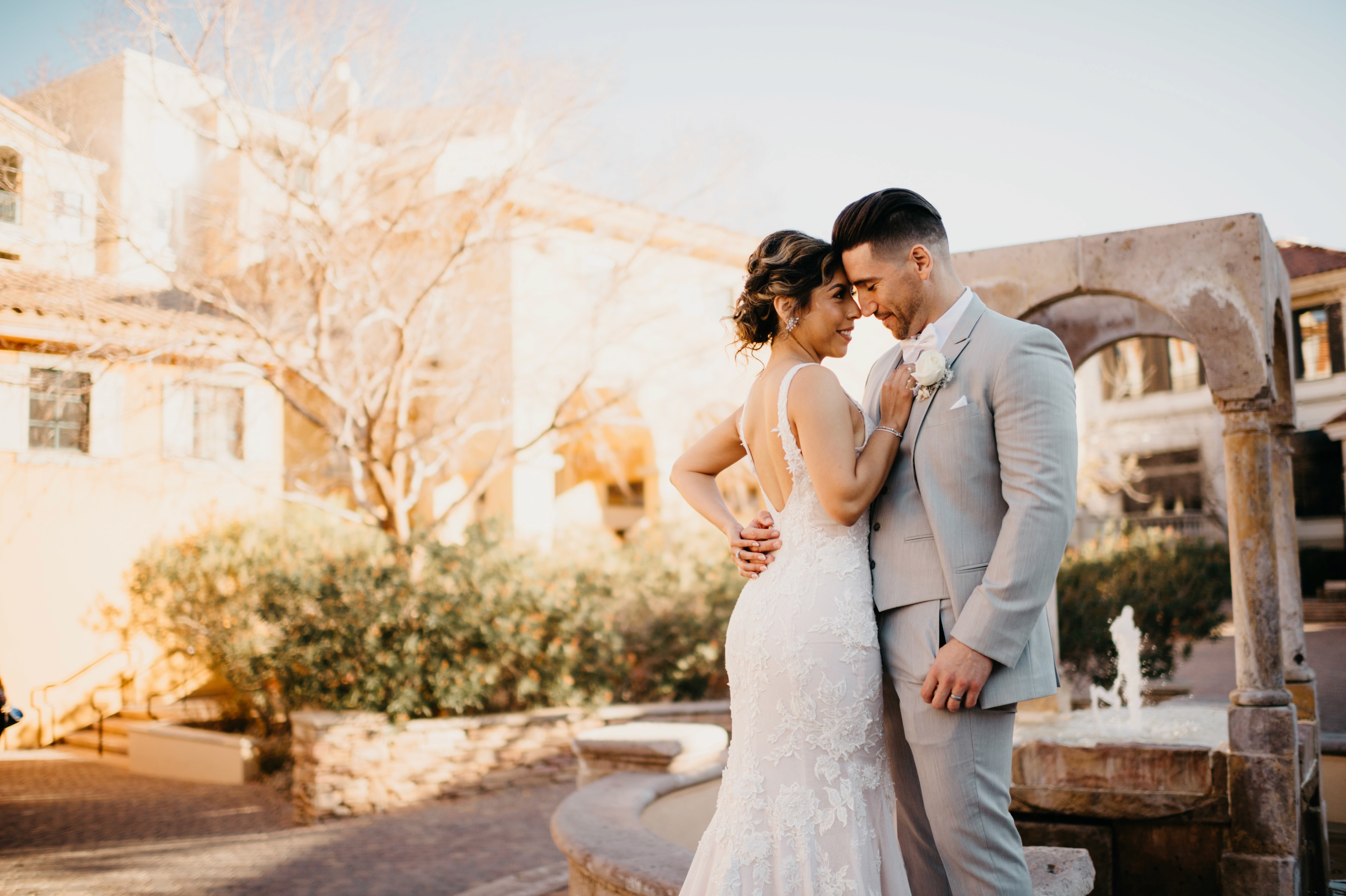 Bride and groom portraits at Hilton Lake Las Vegas Resort in Nevada