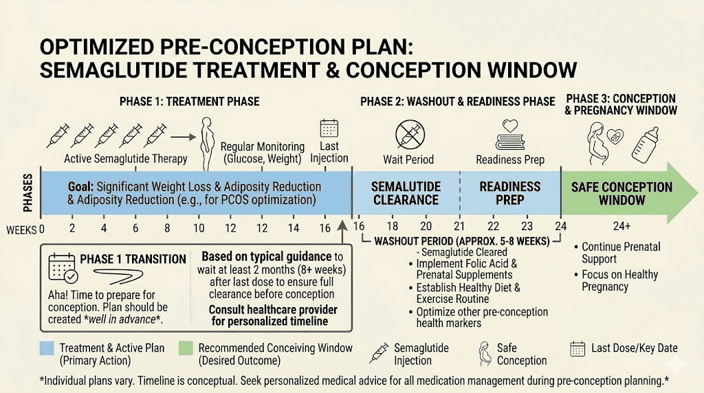 Pre-conception semaglutide timeline from treatment to pregnancy planning