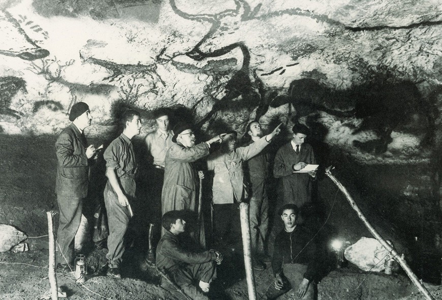 Early historians study the caves of Lascaux