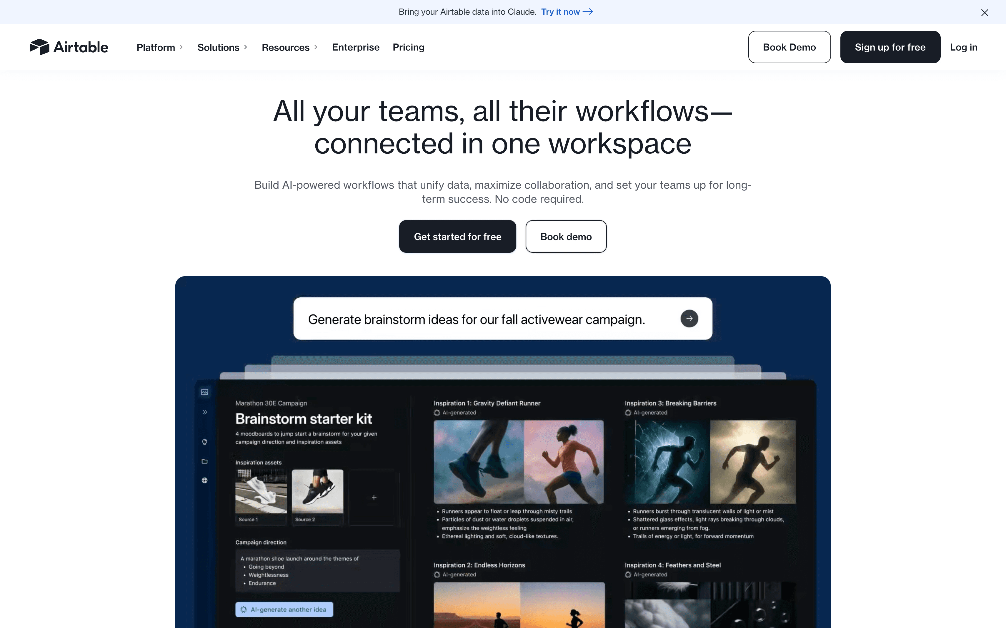 Airtable homepage no-code database and workflow platform