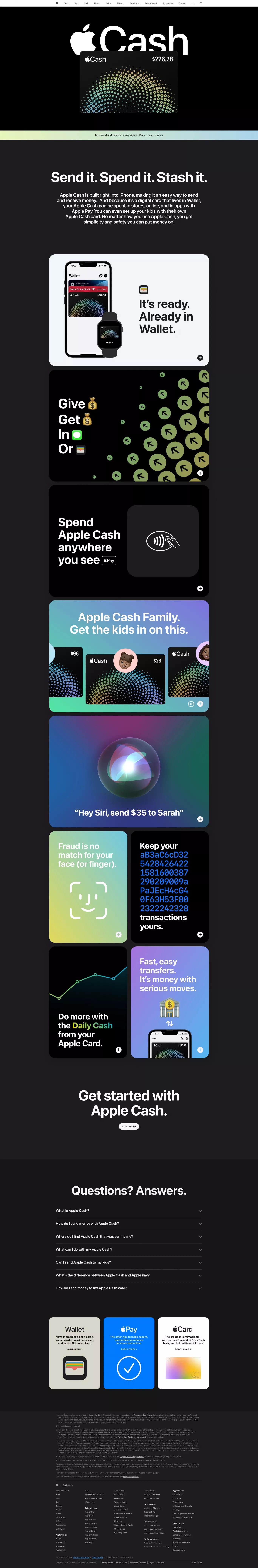 Apple Cash - Apple landing page screenshot showcasing Tech and Finance design
