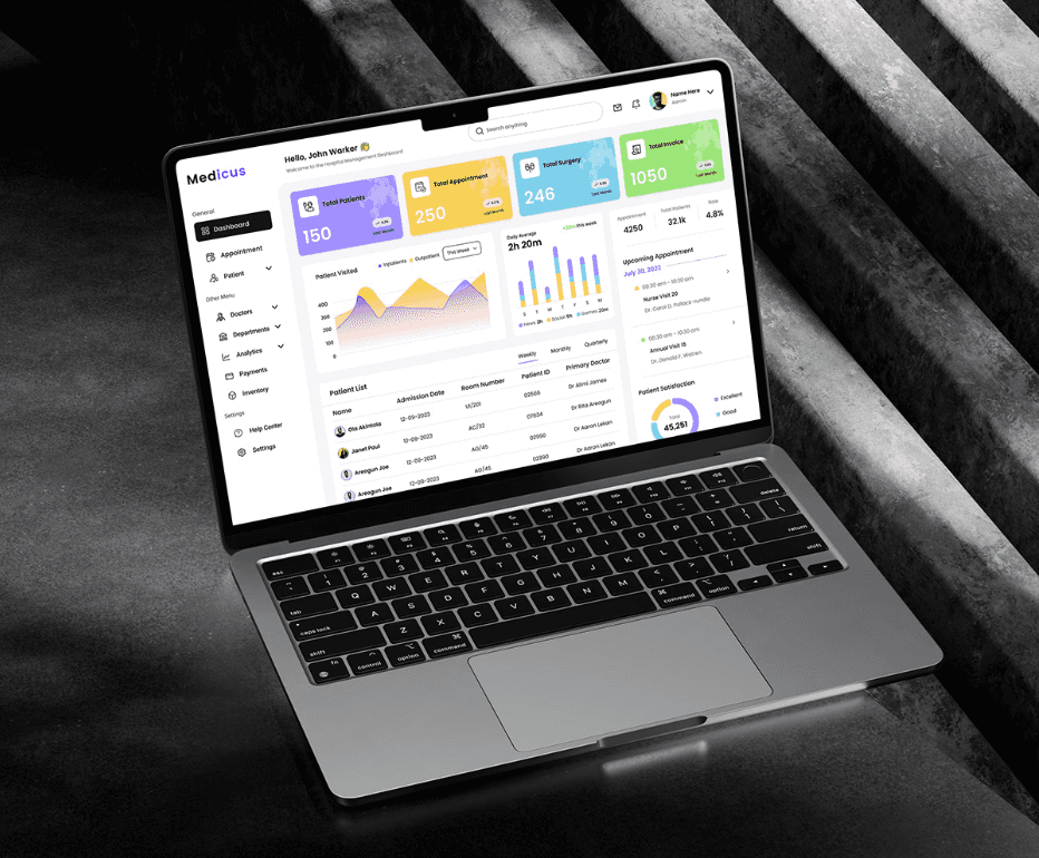 A minimalistic Dashboard for Medicus, which will help them know every sales, and services details.