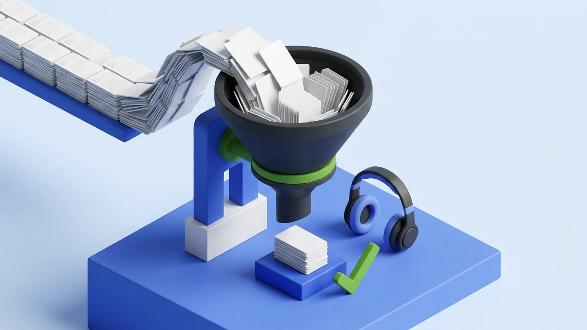 Illustration 3D du sourcing et du pre-screening externalisés en BPO recrutement