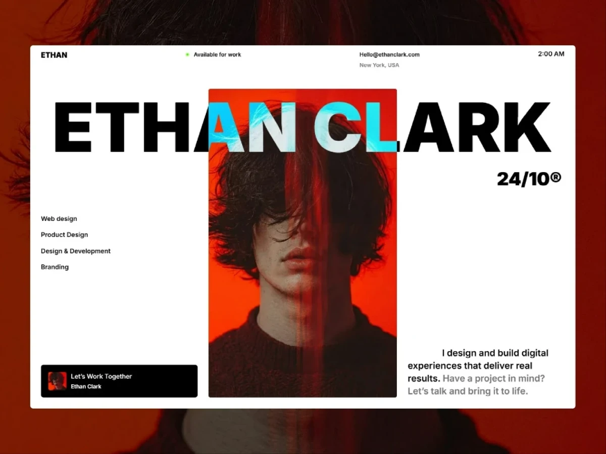 Hero section preview of the EthanClark premium Framer template.