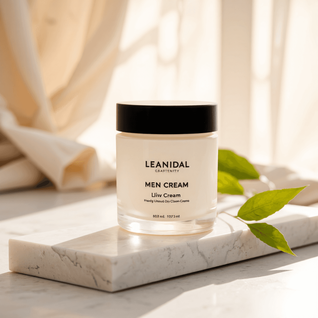 product photography of a jar of cosmetic cream on a box