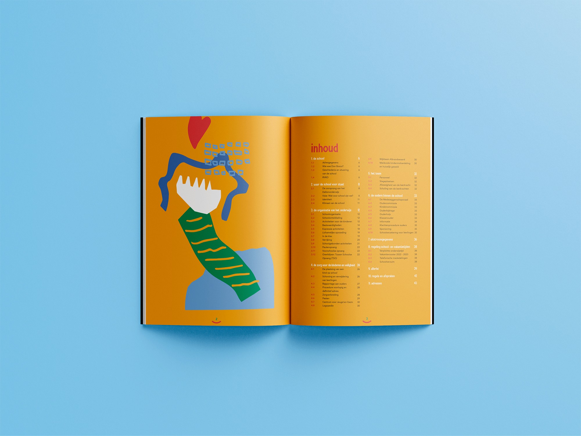 Grafisch ontwerp Don Bosco School schoolgids spread