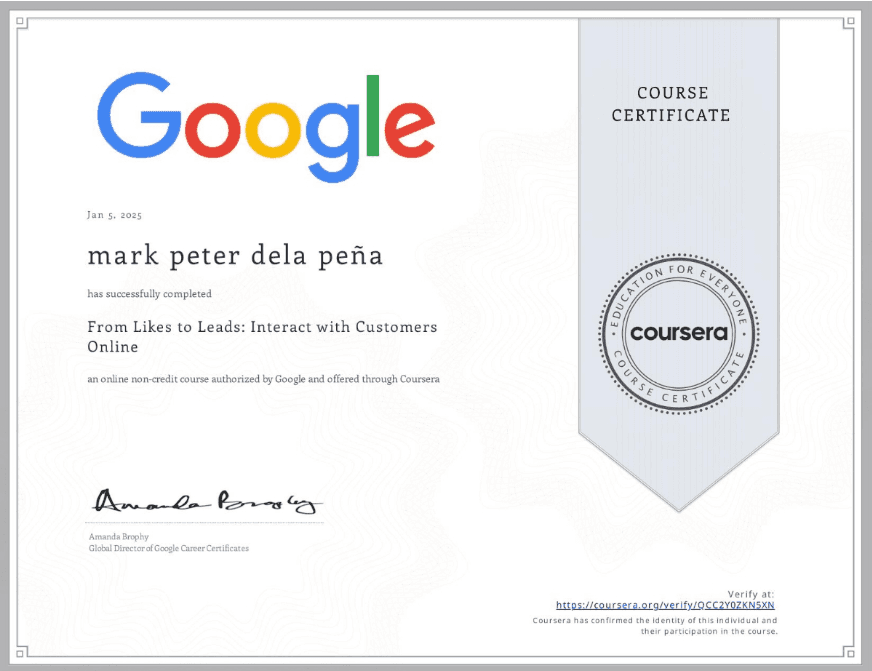 certificate for social media