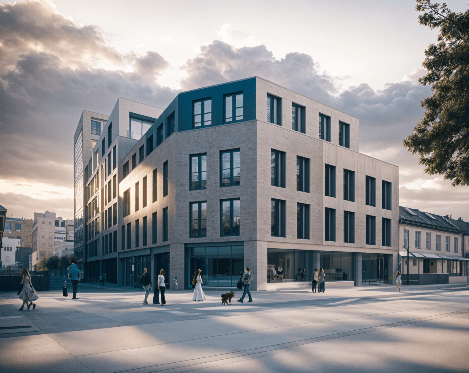 Render of commerical shops and residential apartments in Guildford
